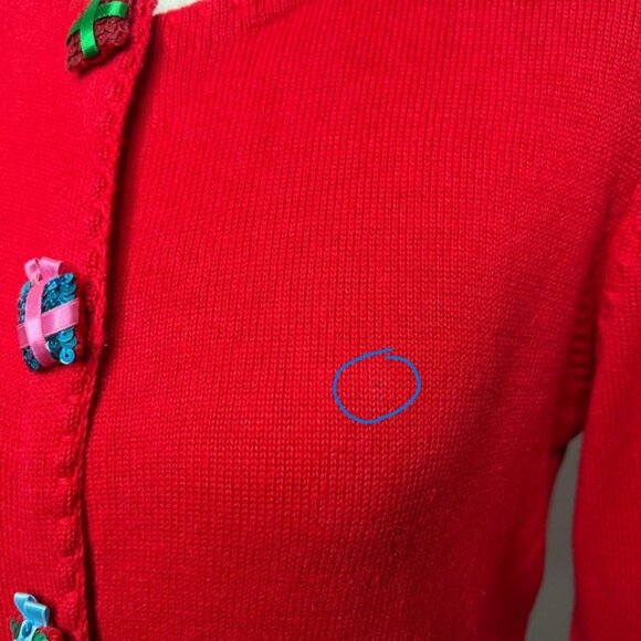 Vintage Y2K Michael Simon Christmas Sweater Sequin Presents Holiday Red SMALL - Picture 8 of 13